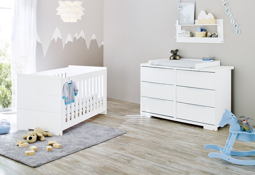 Pinolino® Babymöbel-Set »Polar«, (Spar-Set, 3 St., Kinderbett, Wickelkommode), extrabreit; mit Kinderbett und Wickelkommode