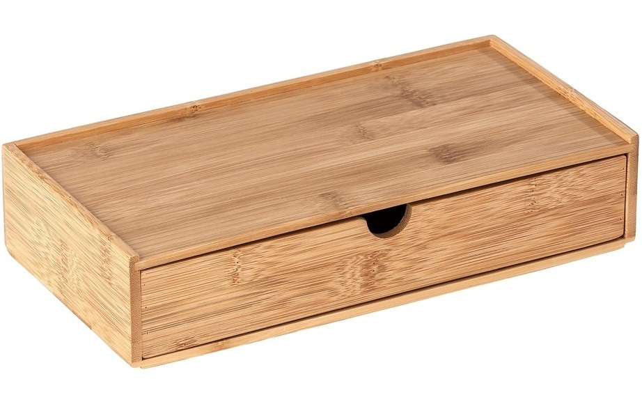 Wenko Box , Terra , Braun , Holz , Bambus , massiv , 28x6x14 cm , Natur,Echtholz , 004332052708