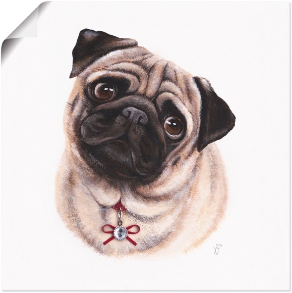 Artland Wandbild »Mops mit Diamanten«, Hundebilder, (1 St.), in vielen Grössen & Produktarten - Alubild / Outdoorbild für den Aussenbereich, Leinwandbild, Poster, Wandaufkleber / Wandtattoo auch für Badezimmer geeignet