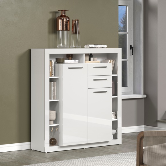 INOSIGN Highboard »Gwendolyn«, (1 St.), weisse Hochglanzfronten, moderner Wohnzimmerschrank, Breite ca. 121 cm
