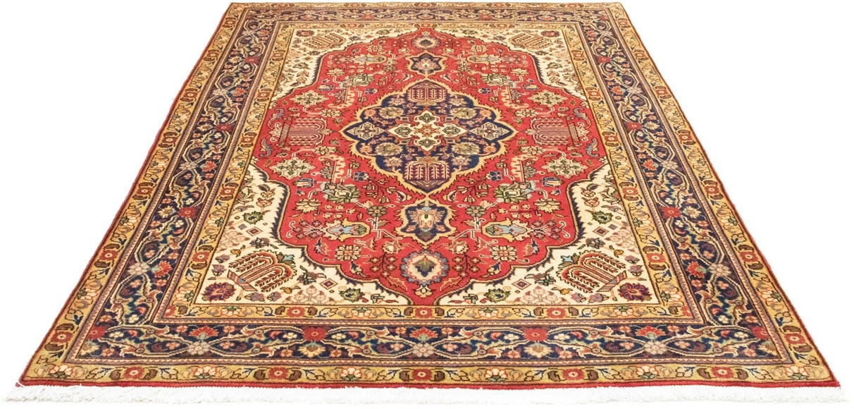 morgenland Teppich »Täbriz 40 Raj Teppich handgeknüpft rot«, rechteckig, 7 mm Höhe, handgeknüpft
