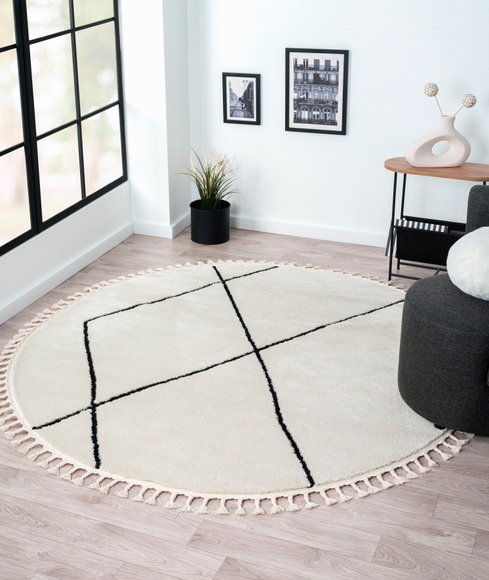 Myflair Möbel & Accessoires Hochflor-Teppich »Moroccan Signature«, rund, moderner Teppich, marokkanisches Design, Rauten Muster, Hochflor