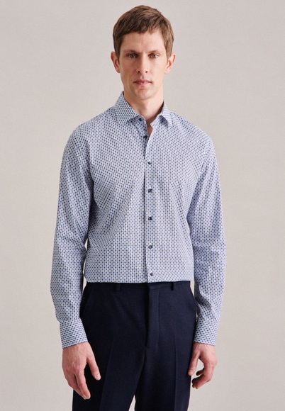 Business Hemd Slim Fit Langarm Druck Herren Hellblau 37