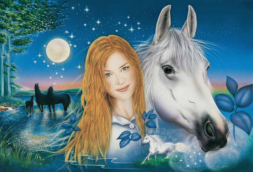 Papermoon Fototapete »PFERDE DESIGN-PFERD MALEREI KUNST GEMÄLDE WANDBILD XXL«, Vliestapete, hochwertiger Digitaldruck, inklusive Kleister
