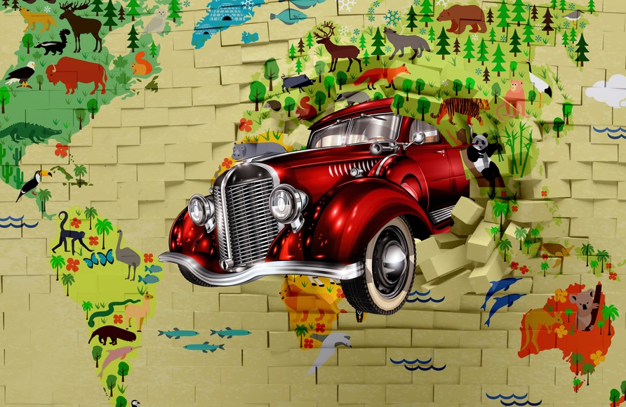 Papermoon Fototapete »3D ABSTRAKT DESIGN-VINTAGE OLDTIMER WANDDEKO XXL«, Vliestapete, hochwertiger Digitaldruck, inklusive Kleister
