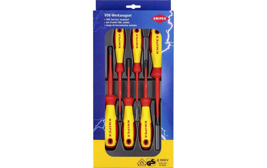 VDE Schraubendreher-Set Knipex Schlitz, Kreuzschlitz Phillips, Kreuzschlitz Pozidriv