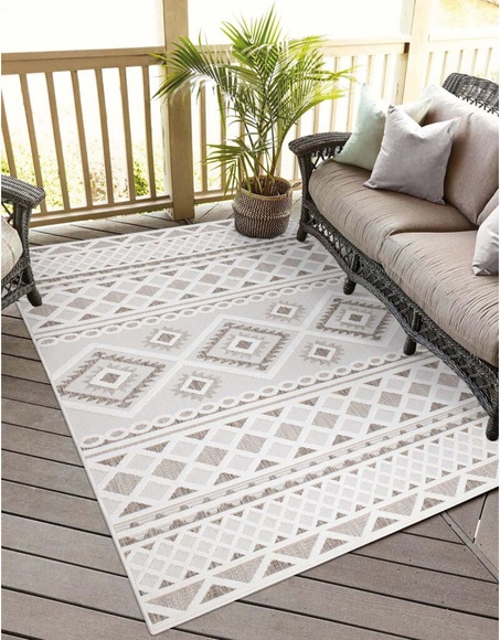 Carpet City Teppich »Santorini«, rechteckig, 5 mm Höhe, 3D-Effekt, für Wohnzimmer, Flur, Küche, Wintergarten, Balkon, Wetterfest & UV-beständig