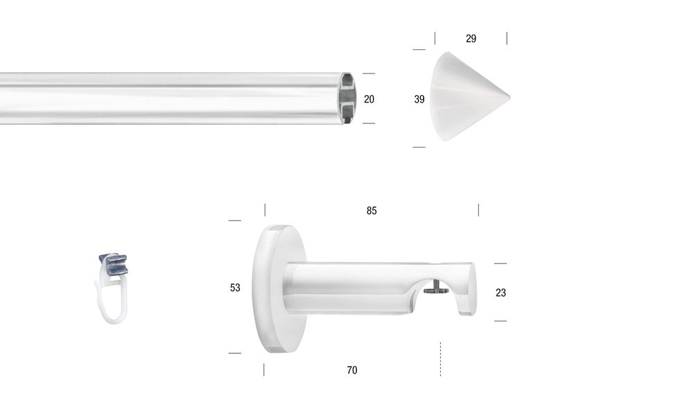 GARESA Gardinenstange »WHITE«, 1 läufig-läufig, Wunschmasslänge, Vorhanggarnitur, Innenlauf, verlängerbar, Wandmontage, Endknopf Spitze