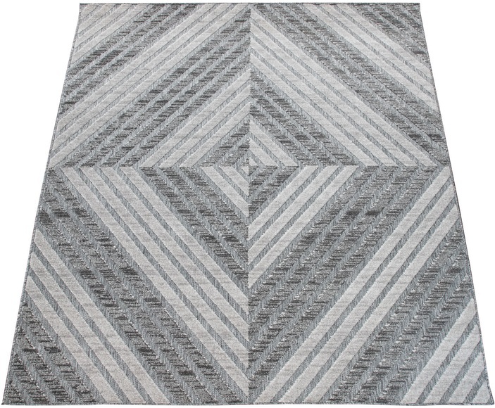 Paco Home Teppich »Stilo 863«, rechteckig, 6 mm Höhe, Flachgewebe, 3D-Design, modernes geometrisches Muster, In- und Outdoor geeignet, Wohnzimmer