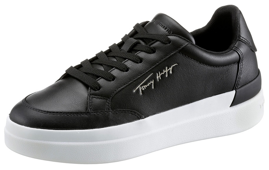Tommy Hilfiger Plateausneaker »TH SIGNATURE LEATHER SNEAKER«, mit Logoprägung an der Zunge