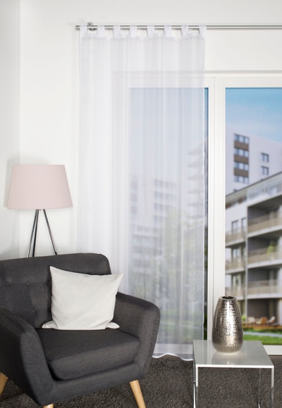 HOME WOHNIDEEN Vorhang »NESSI«, (1 St.), Uni, Voile, transparent, Schlaufen inkl. Zugband