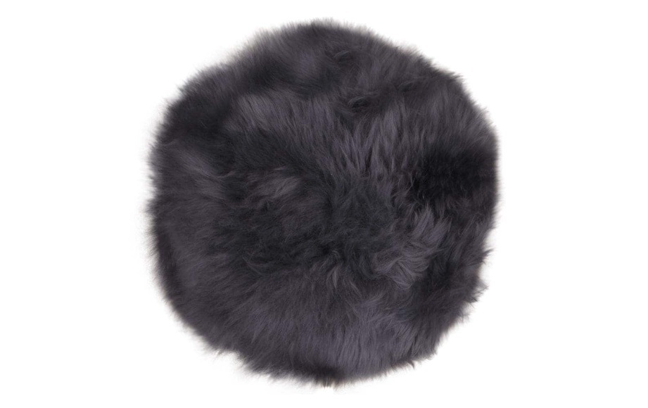 House Nordic - Lammfell-Kissen - Ø 35 cm - Dunkelgrau