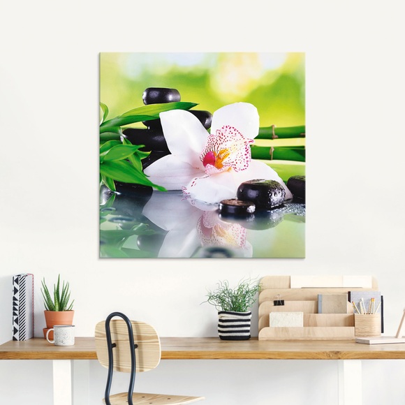 Artland Glasbild »Spa Steine Bambus Zweige Orchidee«