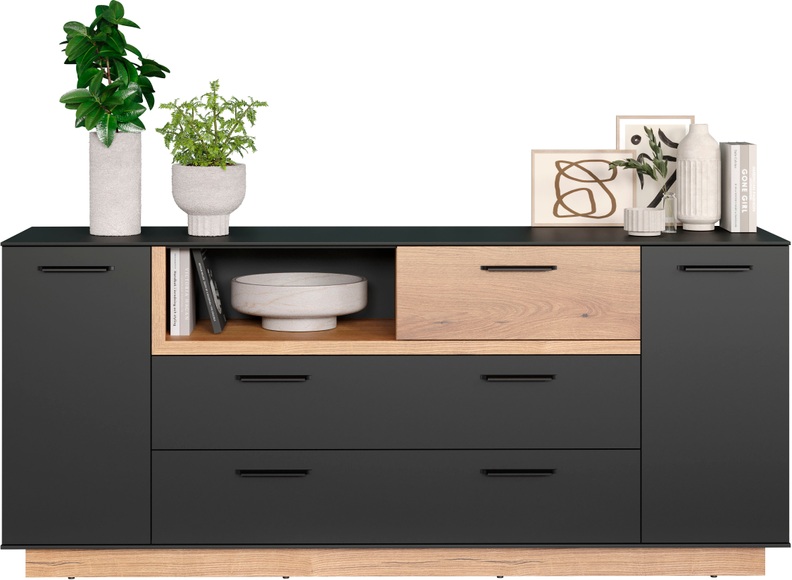 INOSIGN Sideboard »Premont«, (1 St.), ca. 187 cm breit, zweifarbiger Schrank, moderne Eiche, stehend