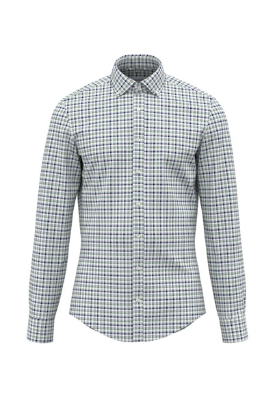 seidensticker Businesshemd »Slim«, Slim Langarm Button-Down-Kragen Karo