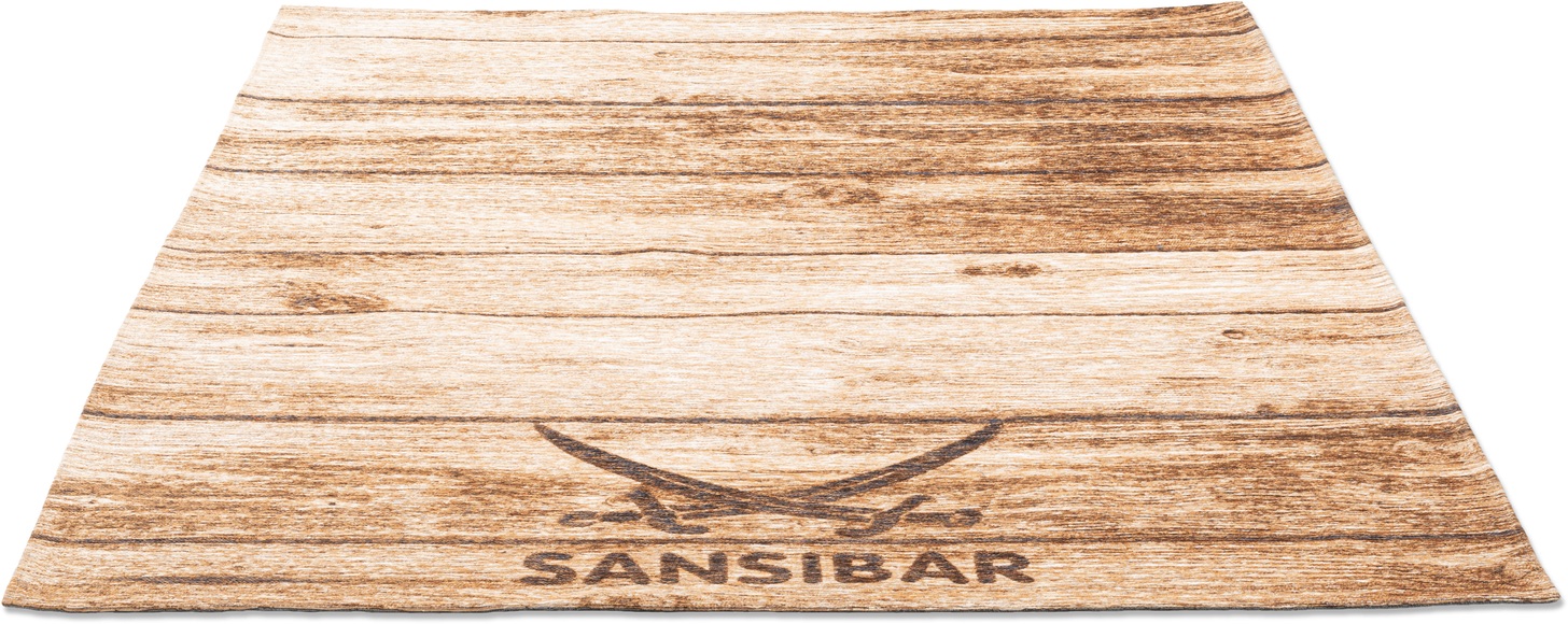 Sansibar Teppich »Keitum 009«, rechteckig, 3 mm Höhe, Flachgewebe, Motiv Holzdielen & gekreuzte Säbel, ideal im Wohnzimmer & Schlafzimmer
