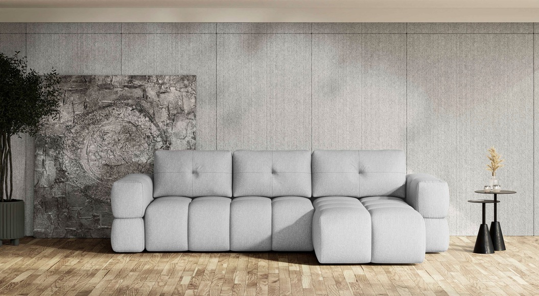 andas Ecksofa »EJSTRUP moderne, aufwändige Steppung, auch in Bouclé L-Form«, verwandelbar in Schlafsofa, incl. Bettfunktion, B/T/H: 362/186/92 cm