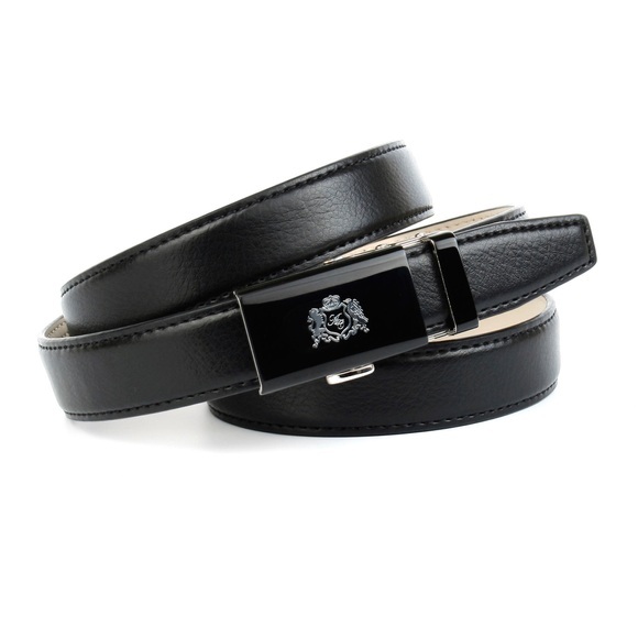 Anthoni Crown Damengürtel in Schwarz mit silberfarbener Glas-Schliesse