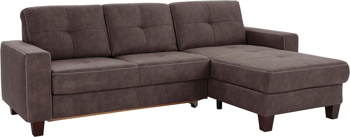 Places of Style Ecksofa »Casoria«, Recamiere wahlweise mit elektrischer Relaxfunktion, 2-Sitzer-Element optional mit Vorziehsitz und Bettkasten, Bezug mit Kreuznaht, inkl. Federkern-Polsterung