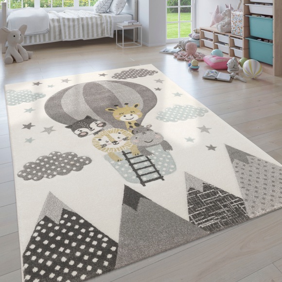 Paco Home Kinderteppich »Cosmo 343«, rechteckig, 12 mm Höhe, 3D-Design, niedliches Tier Motiv, Pastell-Farben, Kinderzimmer