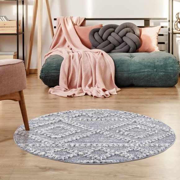 Carpet City Hochflor-Teppich »Focus«, rund, 20 mm Höhe, 3D-Optik, Boho-Stil, Wohnzimmer