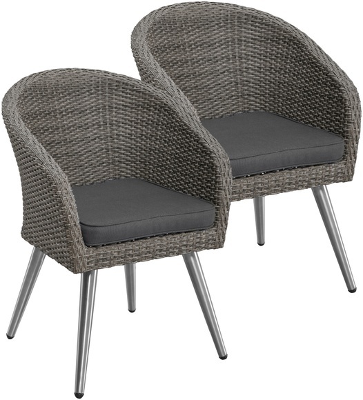 MERXX Gartenstuhl »Paris Boulevard«, (Set), 2 St., 2er Set, Polyrattan/Edelstahl, inkl. Sitzkissen