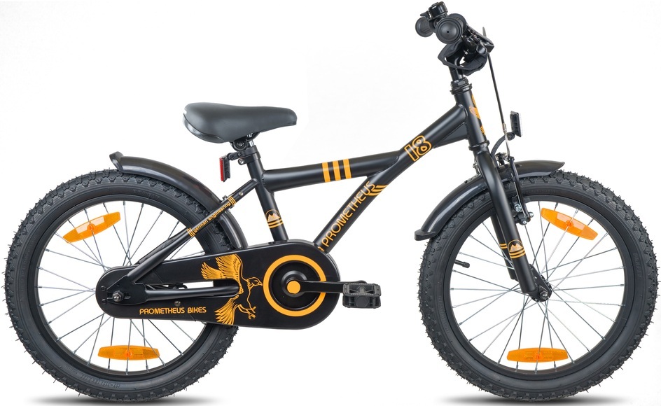 Prometheus Bicycles ® HAWK Kinderfahrrad 18 , Schwarz-matt Orange - schwarz