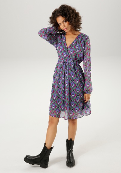 Aniston CASUAL Blusenkleid, mit extravagantem, grafischen Druck - NEUE KOLLEKTION
