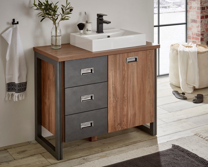 Home affaire Waschtisch »Detroit«, Breite 91 cm, 1 Aufsatzwaschbecken aus Mineralguss