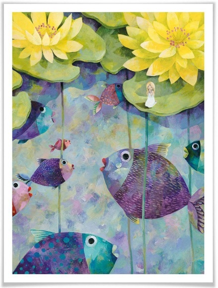 Wall-Art Poster »Märchen Wandbilder Gelbe Seerosen«, Pflanzen, (1 St.), Poster, Wandbild, Bild, Wandposter