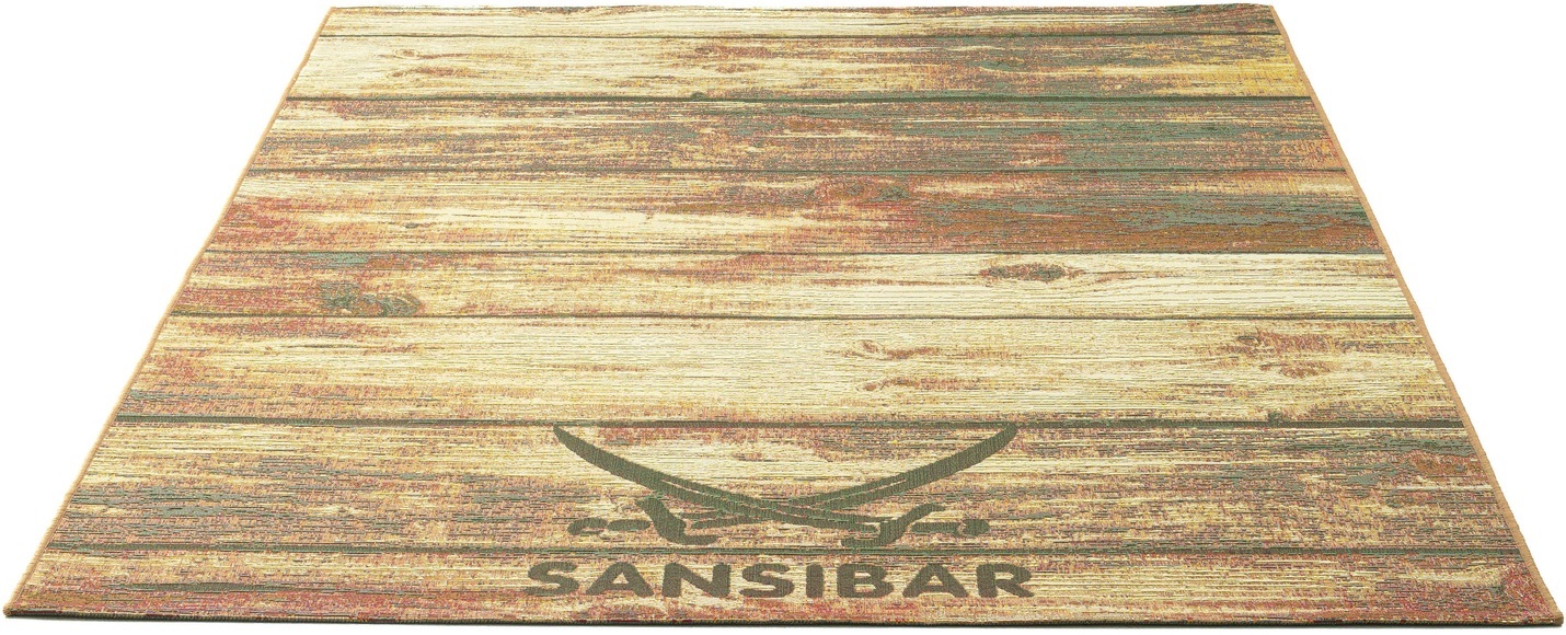 Sansibar Teppich »Rantum Beach SA-029«, rechteckig, Flachgewebe, modernes Design, Motiv Holzdielen, In- & Outdoor geeignet
