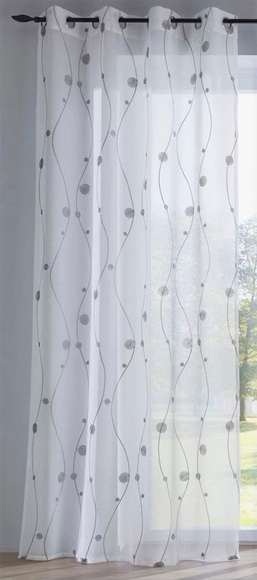 Kutti Vorhang »Nelly«, (1 St.), mit praktischen Ösen, halbtransparent, modern bestickt Kreise grau