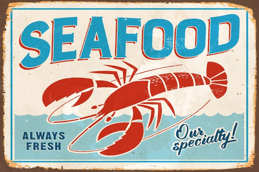 queence Metallbild »SEAFOOD«, Restaurant & Cafés, Blechschilder