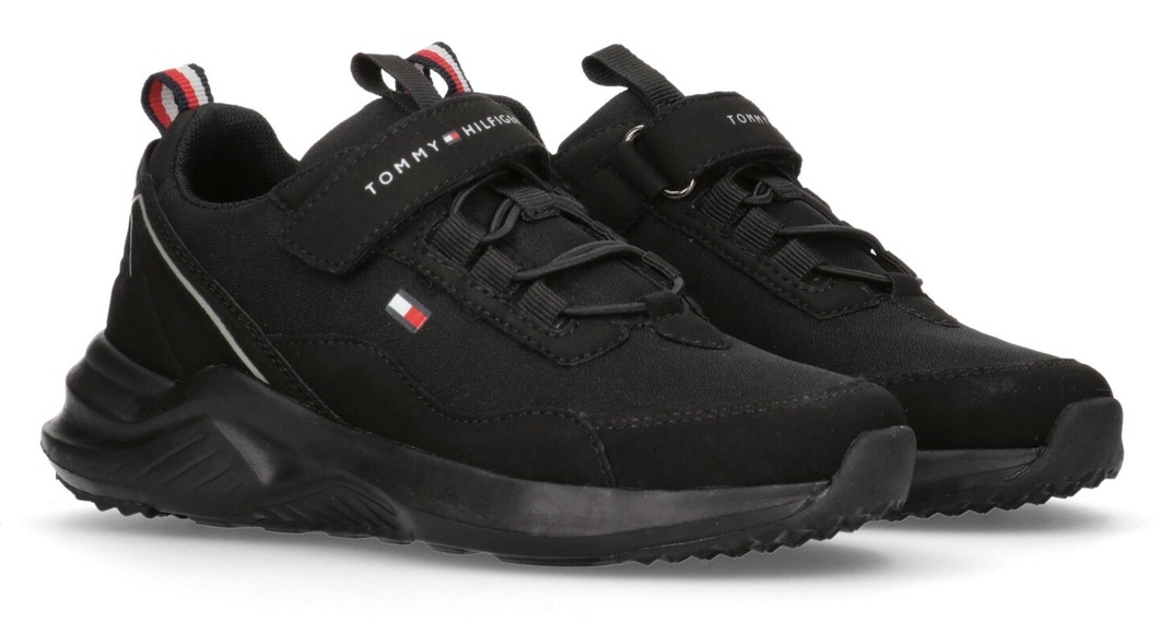 Tommy Hilfiger Sneaker »LOW CUT LACE-UP SNEAKER BLACK«, mit Gummizug und Klettverschluss