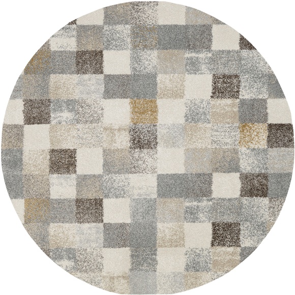 OCI DIE TEPPICHMARKE Teppich »NEW VILLA SQUARES«, rund, 20 mm Höhe, feine Karos, meliert, Wohnzimmer