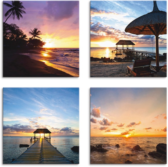 Artland Leinwandbild »Sonnenuntergang am Strand«