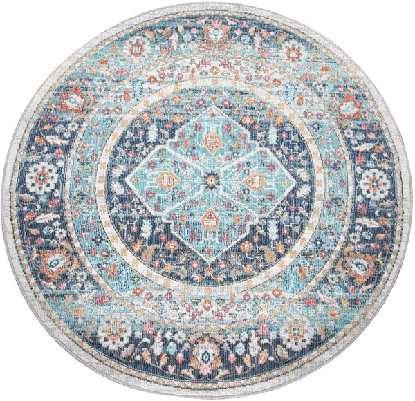 Paco Home Teppich »Torres 274«, rund, 4 mm Höhe, Kurzflor, Orientalisches Vintage Design, In- und Outdoor geeignet, Wohnzimmer