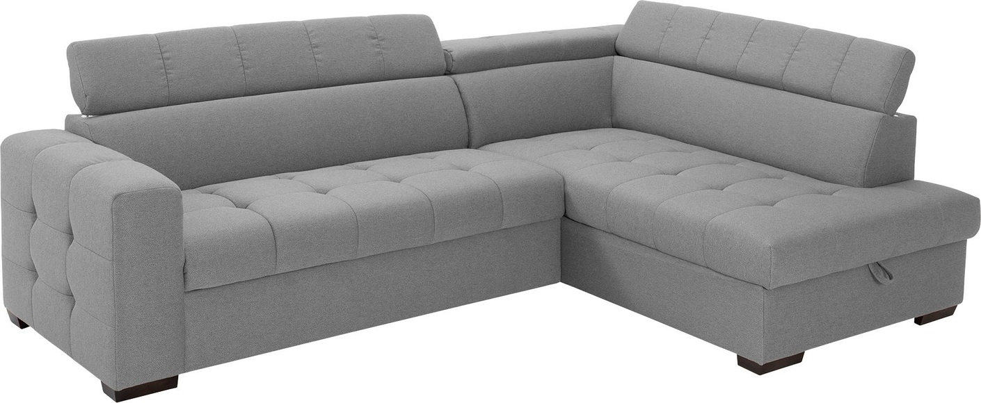 exxpo - sofa fashion Ecksofa, Steppung im Sitzbereich, Wahlweise mit Bettfunktion und Bettkasten, inklusive 3 verstellbaren Kopfstützen