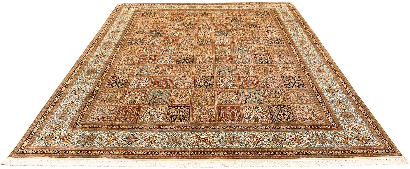 morgenland Seidenteppich »Seidenteppich - Kaschmir Seide - 325 x 249 cm - braun«, rechteckig, 4 mm Höhe, Wohnzimmer, Handgeknüpft, Einzelstück mit Zertifikat
