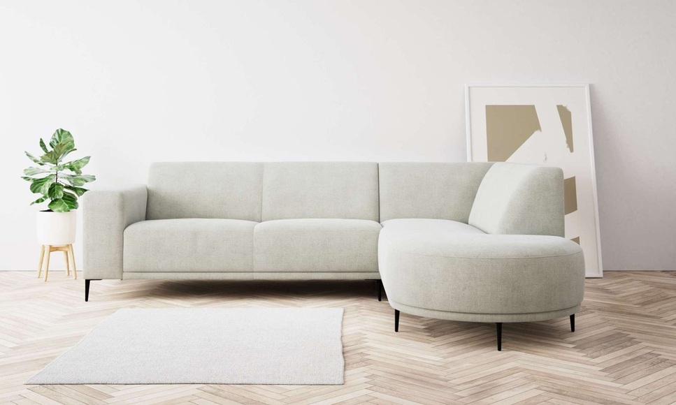 andas Ecksofa »Vorby«, L-Form, Breite 252 cm, weicher Chenille-Stoff, schwarze Metallfüsse