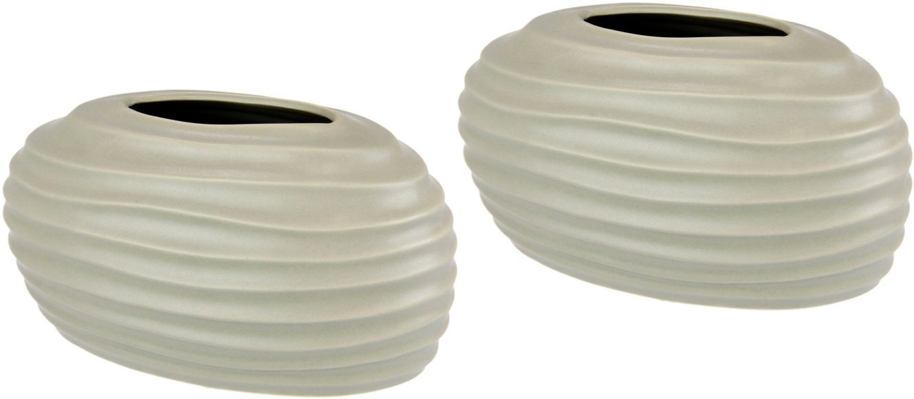 I.GE.A. Dekovase »Keramik-Vase«, 2er Set Kleine Vase Weiss Modern Keramik Tisch Küche Büro Pampasgras