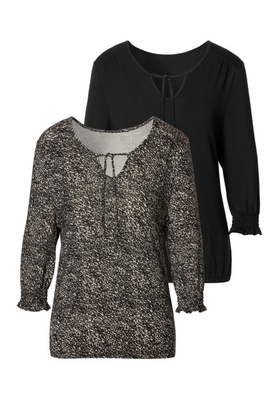 LASCANA 3/4-Arm-Shirt, (2er-Pack), mit Bändchen zum schnüren