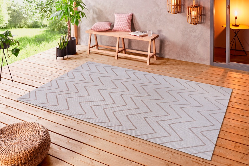 my home Teppich »Mailin«, rechteckig, 3 mm Höhe, In-und Outdoor geeignet, Wohnzimmer, Balkon, Terrasse, Garten, Strapazierfähig und pflegeleicht, Flachgewebe