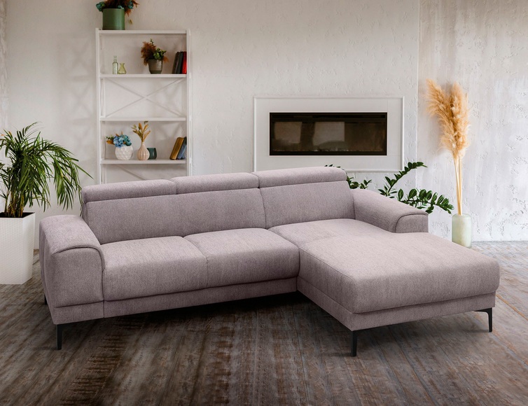 exxpo - sofa fashion Ecksofa, mit 3 Kopfstützen, wahlweise elektrischer Sitztiefenverstellung, frei im Raum stellbar