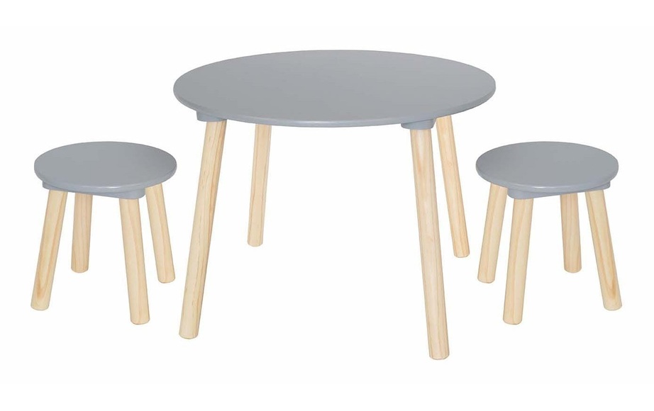 JABADABADO Runder Tisch inkl. 2 Hocker H13221 grau