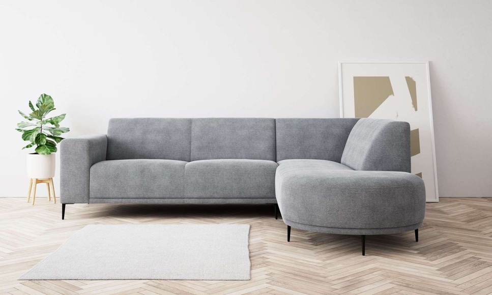 andas Ecksofa »Vorby«, L-Form, Breite 252 cm, weicher Chenille-Stoff, schwarze Metallfüsse
