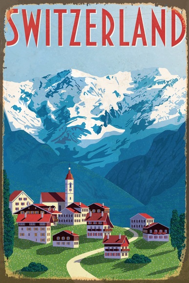 queence Metallbild »SWITZERLAND 2.0«, Schweiz, Blechschilder