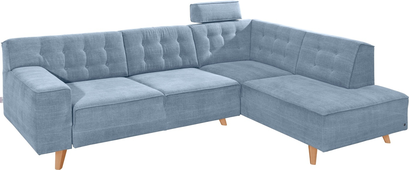 TOM TAILOR Ecksofa »NORDIC CHIC«, mit Ottomane, wahlweise mit Sitzvorzug, Füsse Buche natur