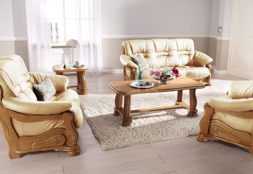 Max Winzer® Polstergarnitur »Texas«, mit dekorativem Holzgestell, 2-tlg.