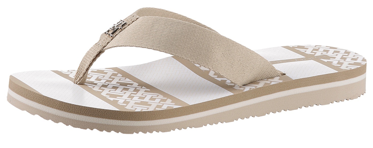 Tommy Hilfiger Zehentrenner »TH MONOGRAM ESSENTIAL SANDAL«, mit bedruckter Decksohle